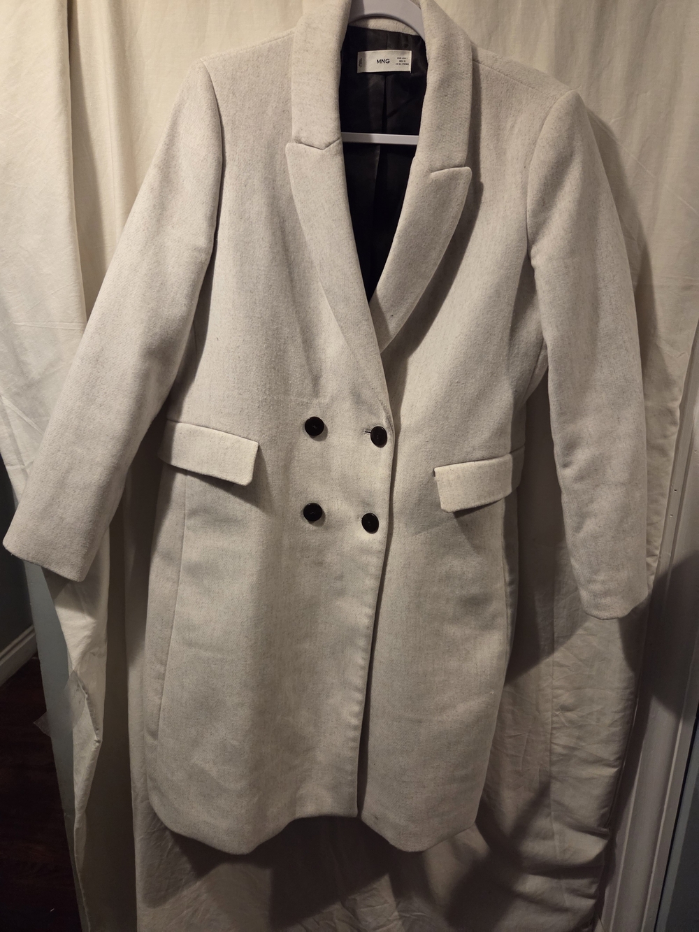 Mango MNG Cream Beige Tailored Blazer Double Button Flap Pockets Women's